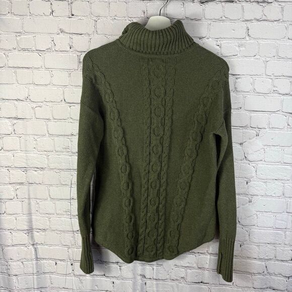 SOLD -Do NOT PURCHASELL Bean Cable Knit Cotton Turtleneck Sweater Size M - Picture 5 of 6